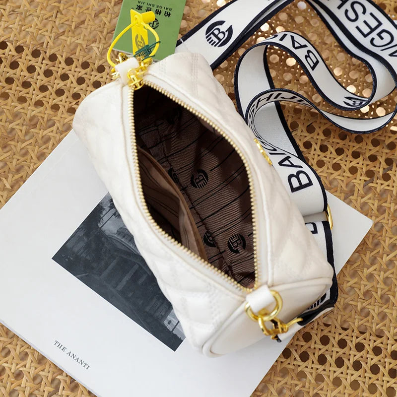 Plaid Mini Crossbody Bag Women Shoulder Bag Beige