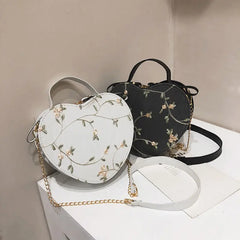 Floral Shoulder Bag Women Casual Handbag Zipper Sweet Purse All-match Satchel