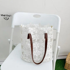 Shoulder Bags Women Flower Embroidery Hollow Out Underarm Handbag