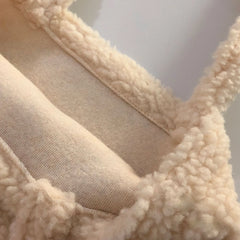 Winter Shoulder Bag Women Large Capacity Fluffy Ball Girls Book Bag