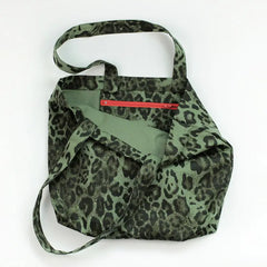 Green Leopard Shoulder Bag Women Large Capacity Canvas Handbag