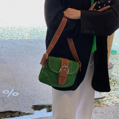 Vintage Patchwork Green Shoulder Bag Women