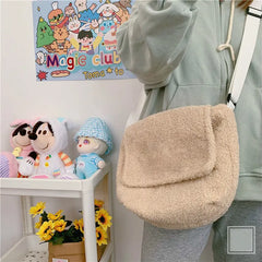 Harajuku Winter Plush Shoulder Bag Girls Large-capacity Handbag