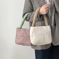 Shoulder Bags Women Hasp Panelled PU Soft Leather Square Handbag All-match