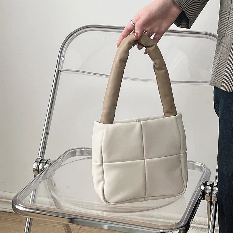 Shoulder Bags Women Hasp Panelled PU Soft Leather Square Handbag All-match
