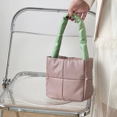 Shoulder Bags Women Hasp Panelled PU Soft Leather Square Handbag All-match