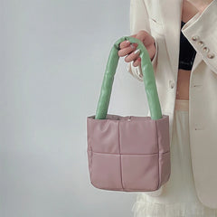 Shoulder Bags Women Hasp Panelled PU Soft Leather Square Handbag All-match