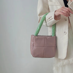 Shoulder Bags Women Hasp Panelled PU Soft Leather Square Handbag All-match
