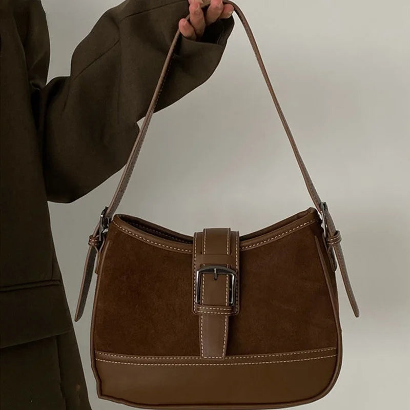 Shoulder Bags Women High Brown Autumn Winter All-match Ladies Zipper Vintage