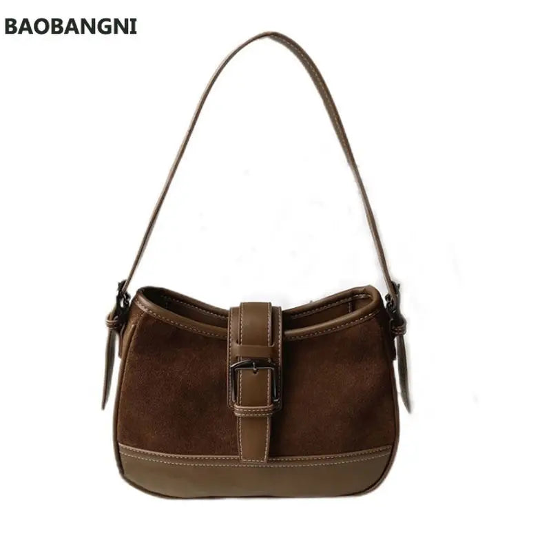 Shoulder Bags Women High Brown Autumn Winter All-match Ladies Zipper Vintage