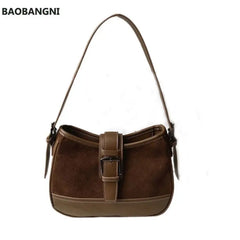 Shoulder Bags Women High Brown Autumn Winter All-match Ladies Zipper Vintage