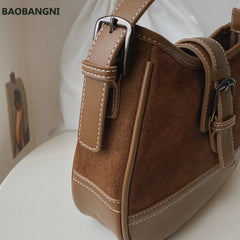 Shoulder Bags Women High Brown Autumn Winter All-match Ladies Zipper Vintage