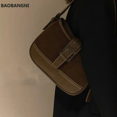Shoulder Bags Women High Brown Autumn Winter All-match Ladies Zipper Vintage