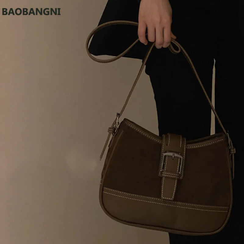 Shoulder Bags Women High Brown Autumn Winter All-match Ladies Zipper Vintage