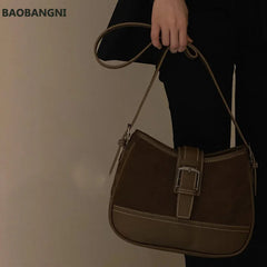 Shoulder Bags Women High Brown Autumn Winter All-match Ladies Zipper Vintage
