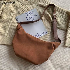 Matte PU Shoulder Bag Large Capacity Vintage Handbag