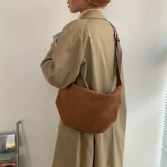 Matte PU Shoulder Bag Large Capacity Vintage Handbag