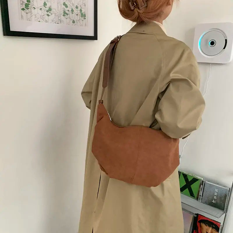 Matte PU Shoulder Bag Large Capacity Vintage Handbag
