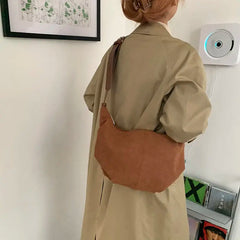 Matte PU Shoulder Bag Large Capacity Vintage Handbag