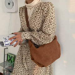 Matte PU Shoulder Bag Large Capacity Vintage Handbag