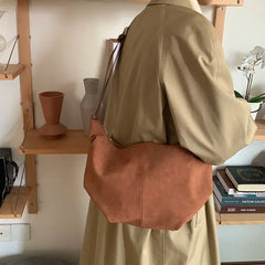 Matte PU Shoulder Bag Large Capacity Vintage Handbag