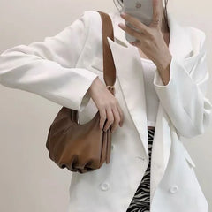 Vintage Ruched Shoulder Bag Retro Casual All-match