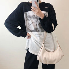 Vintage Ruched Shoulder Bag Retro Casual All-match