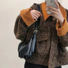Vintage Ruched Shoulder Bag Retro Casual All-match