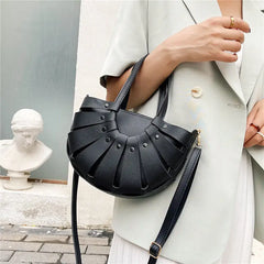 Shoulder Bags Women Hollow Out Cross Body Half Moon Bag Retro PU Leather Handle