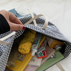 Plaid Summer Transparent Beach Holiday Handbags Harajuku Portable