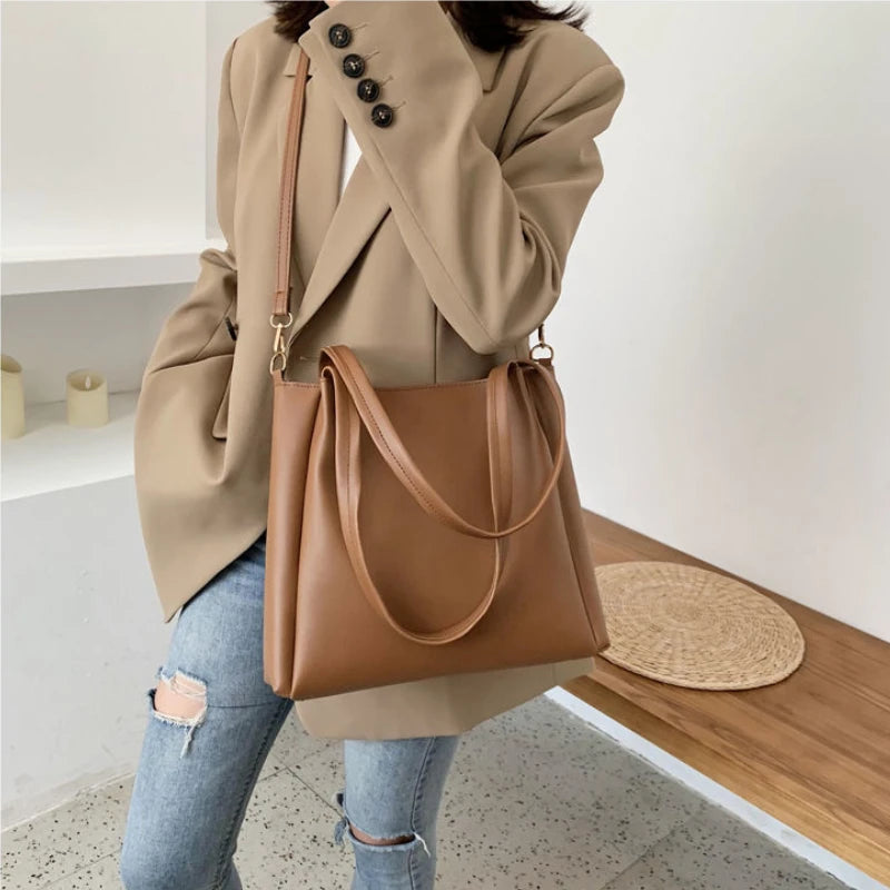 Large Capacity Shoulder Bag Crossbody Tote for College Students