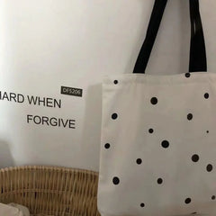 Large Capacity Dot Printed Canvas Shoulder Bag