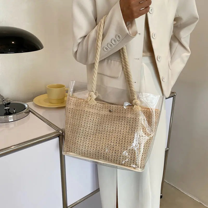 Shoulder Bags Women Large Capacity PVC Transparent Big Totes Son-mother Handbags