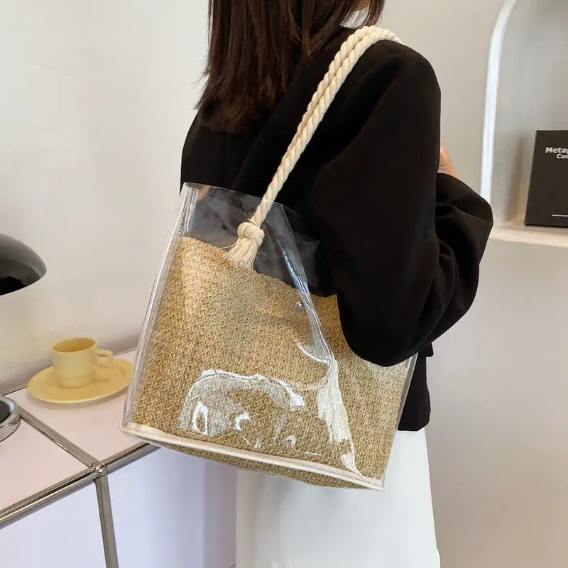 Shoulder Bags Women Large Capacity PVC Transparent Big Totes Son-mother Handbags