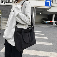 Women Large Capacity Shoulder Bag Solid Nylon Waterproof Casual Tote