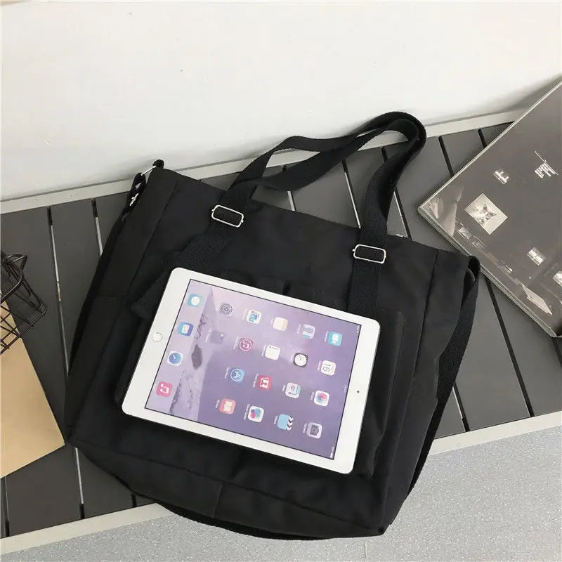 Women Large Capacity Shoulder Bag Solid Nylon Waterproof Casual Tote