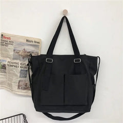 Women Large Capacity Shoulder Bag Solid Nylon Waterproof Casual Tote