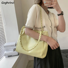 Yellow Shoulder Bag Women Large Zipper Totes Casual Handbags