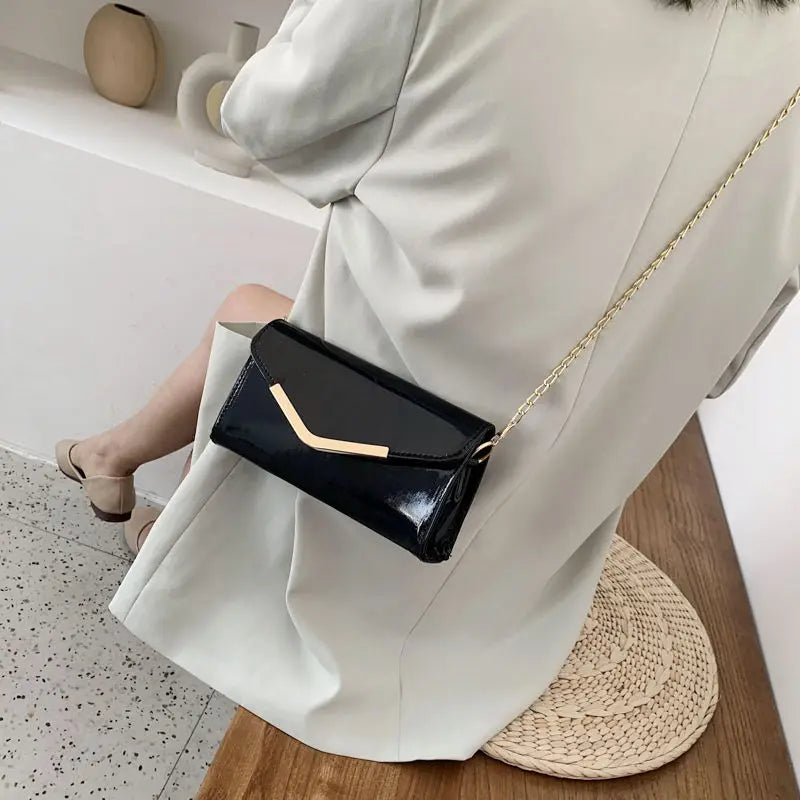 Shoulder Bags Women Laser PU Leather Flap-bag Chain Strap Sequined Crossbody