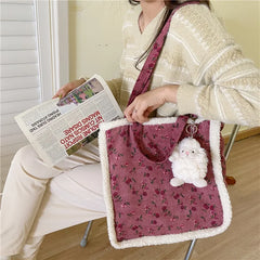Leopard Shoulder Bag Lambswool Winter Handbag Vintage All-match