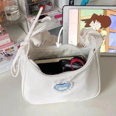 Nylon Cartoon Rabbit Shoulder Bag Girls Lace Zipper Ins Retro
