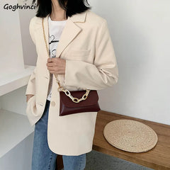 Women's PU Crossbody Shoulder Bag with Chain Strap French-style Office Handbag