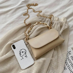 Women's PU Crossbody Shoulder Bag with Chain Strap French-style Office Handbag