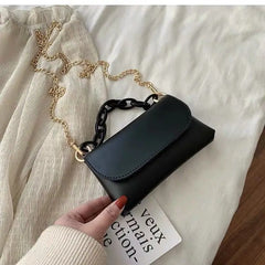 Women's PU Crossbody Shoulder Bag with Chain Strap French-style Office Handbag