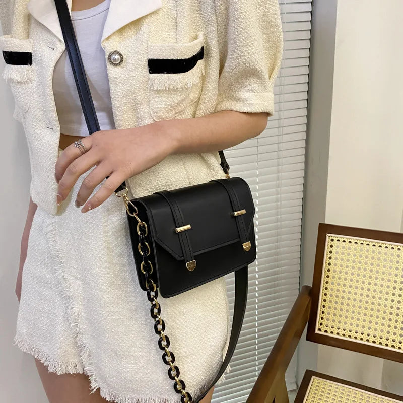 Shoulder Bags Women PU Leather Cross-body Chain Underarm Handbags Female