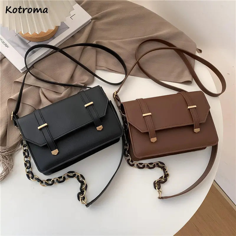 Shoulder Bags Women PU Leather Cross-body Chain Underarm Handbags Female