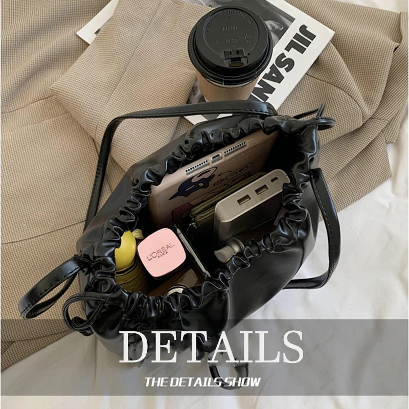 Shoulder Bags Women PU Drawstring Casual Underarm All-match Handbags