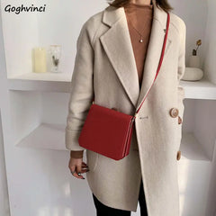 Shoulder Bags Women PU Vintage High Street Solid OL Retro Shopping Flap-bag