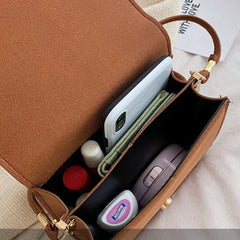 Shoulder Bags Women PU Vintage High Street Solid OL Retro Shopping Flap-bag
