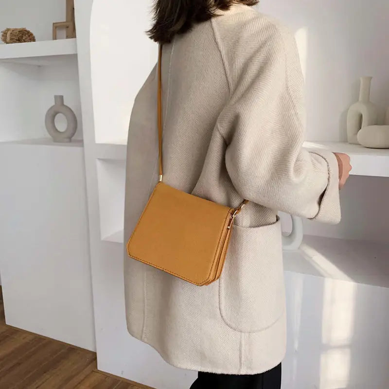 Shoulder Bags Women PU Vintage High Street Solid OL Retro Shopping Flap-bag